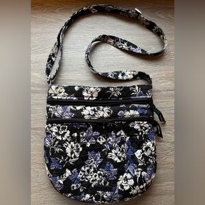 Vera Bradley Triple Zip Hipster- Black and Blue/Purple